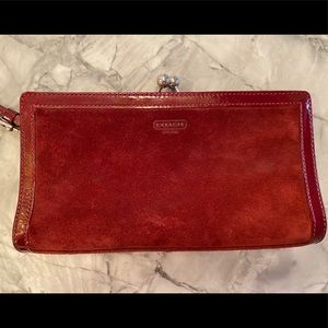 Coach Burgundy Suede Clutch